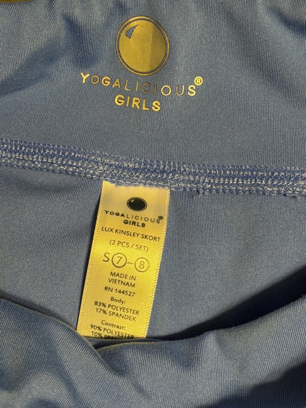 Yogalicious Girls Light Blue Athletic Skort Set - Picture 2 of 2
